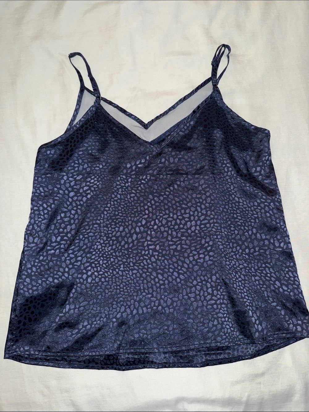SHEIN Navy Blue Camisole Top subtle tonal leopard/animal print Small - Like New - Picture 2 of 4